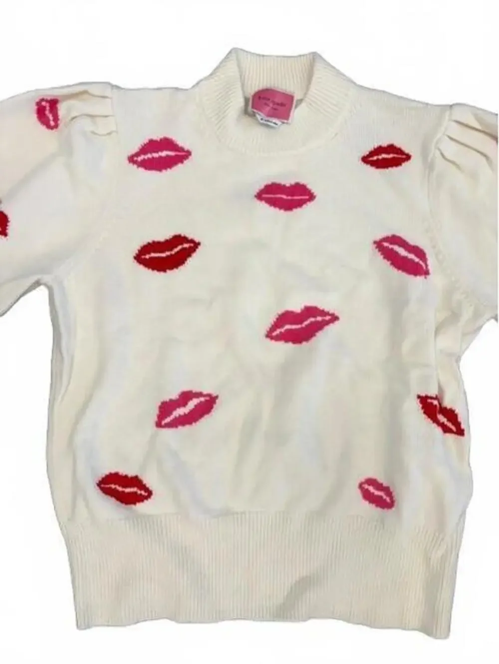 New Kate Spade Kiss Lips Ivory Sweater XL